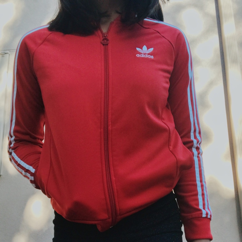 Red adidas zip up